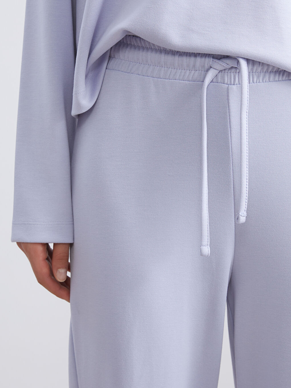 Lila Beli Lastikli Kadın Eşofman Altı-2