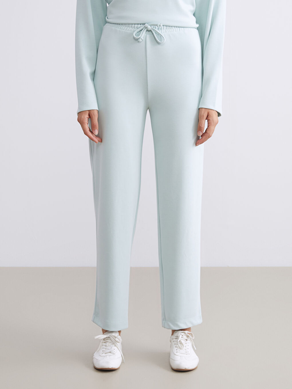 Turkuaz Beli Lastikli Kadın Eşofman Altı-1