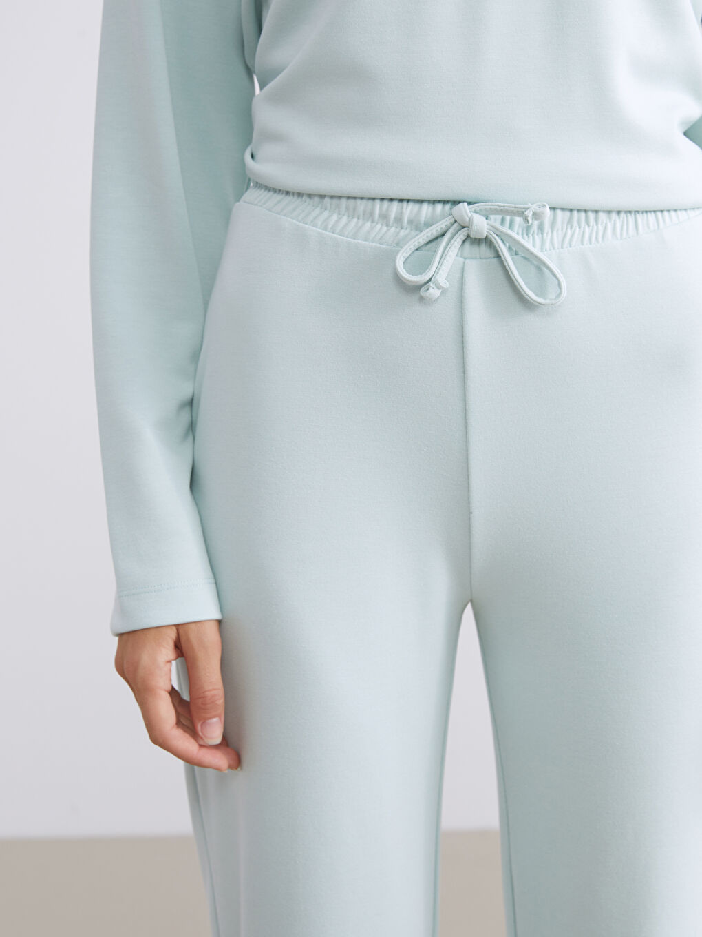 Turkuaz Beli Lastikli Kadın Eşofman Altı-2