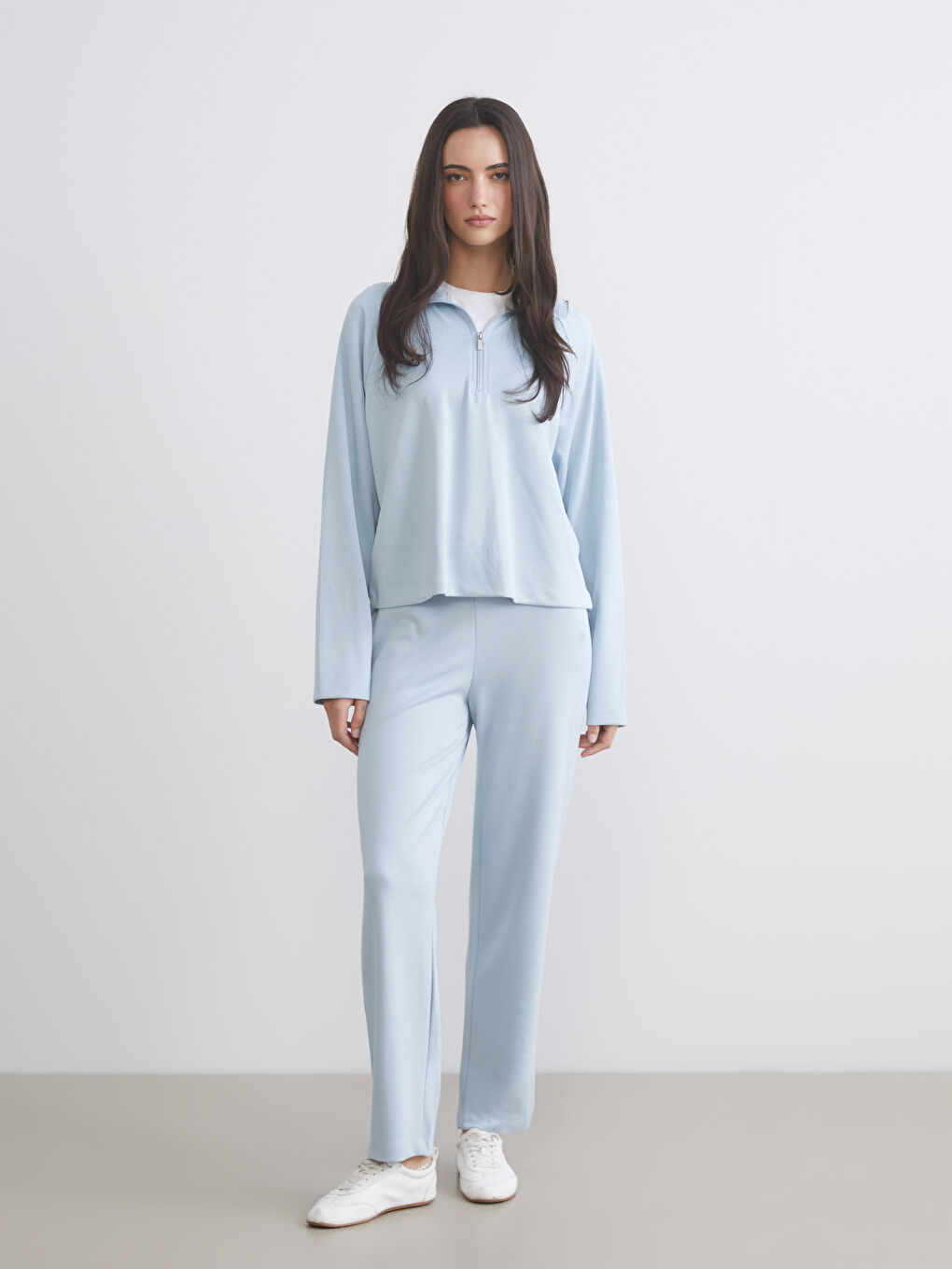 Mavi Beli Lastikli Kadın Eşofman Altı-1