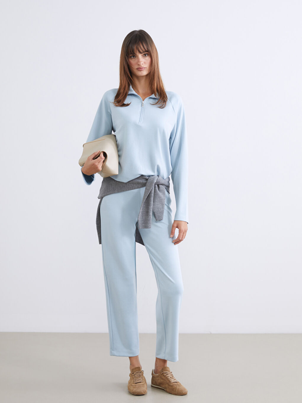 Mavi Beli Lastikli Kadın Eşofman Altı-2