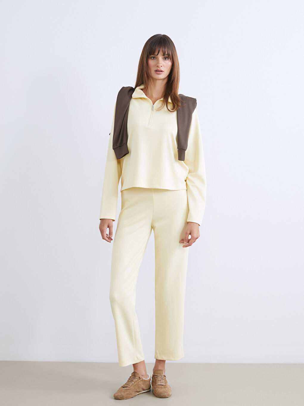 Sarı Beli Lastikli Kadın Eşofman Altı-1