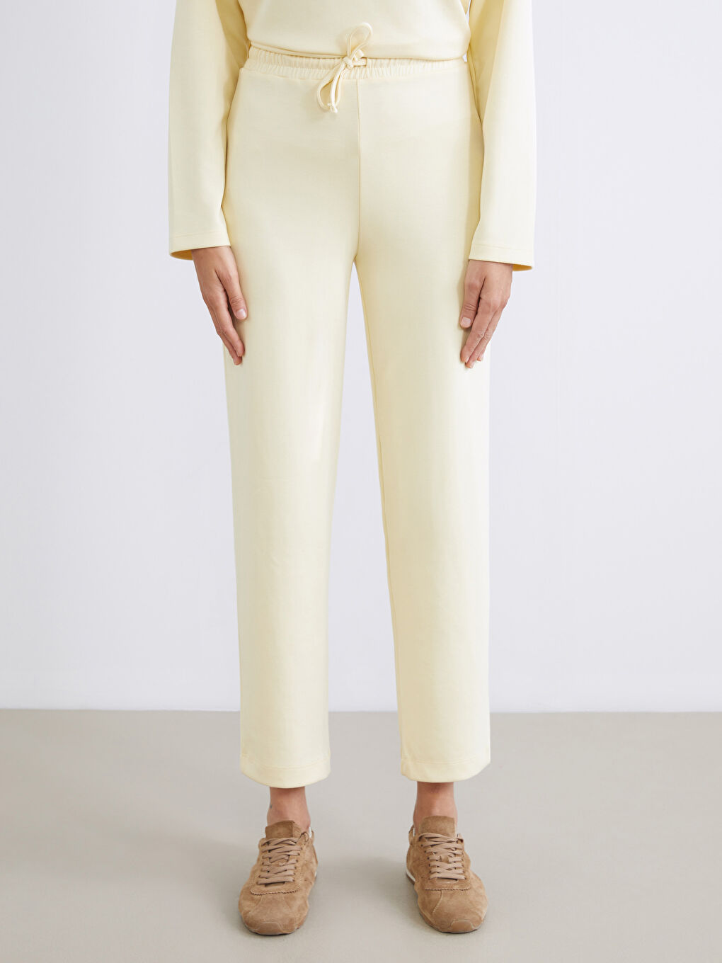 Sarı Beli Lastikli Kadın Eşofman Altı-4