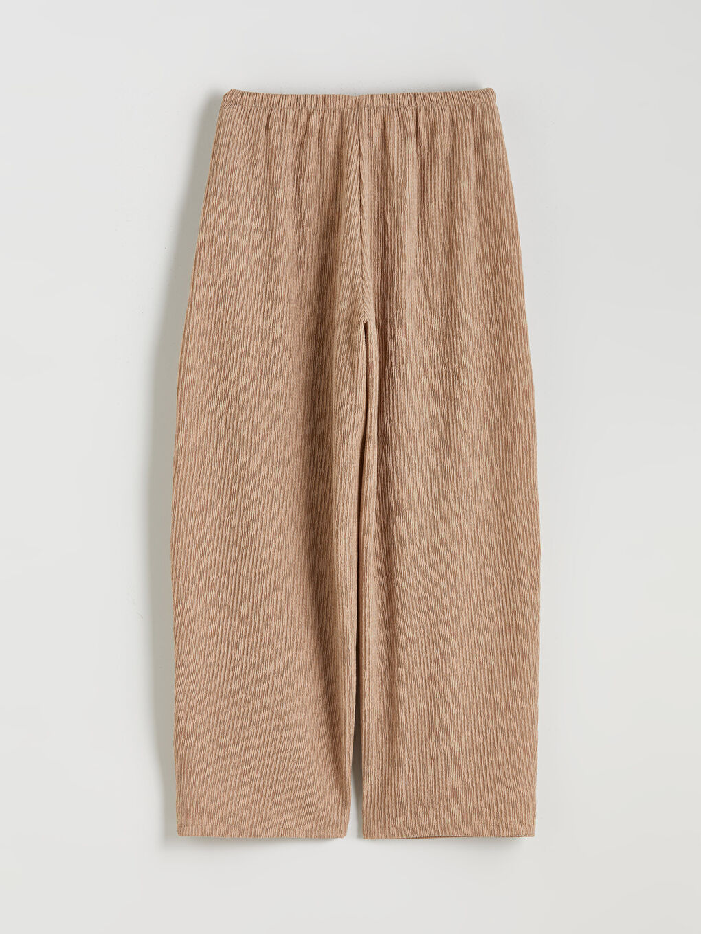 Bej Beli Lastikli Dokulu Kadın Pantolon-5