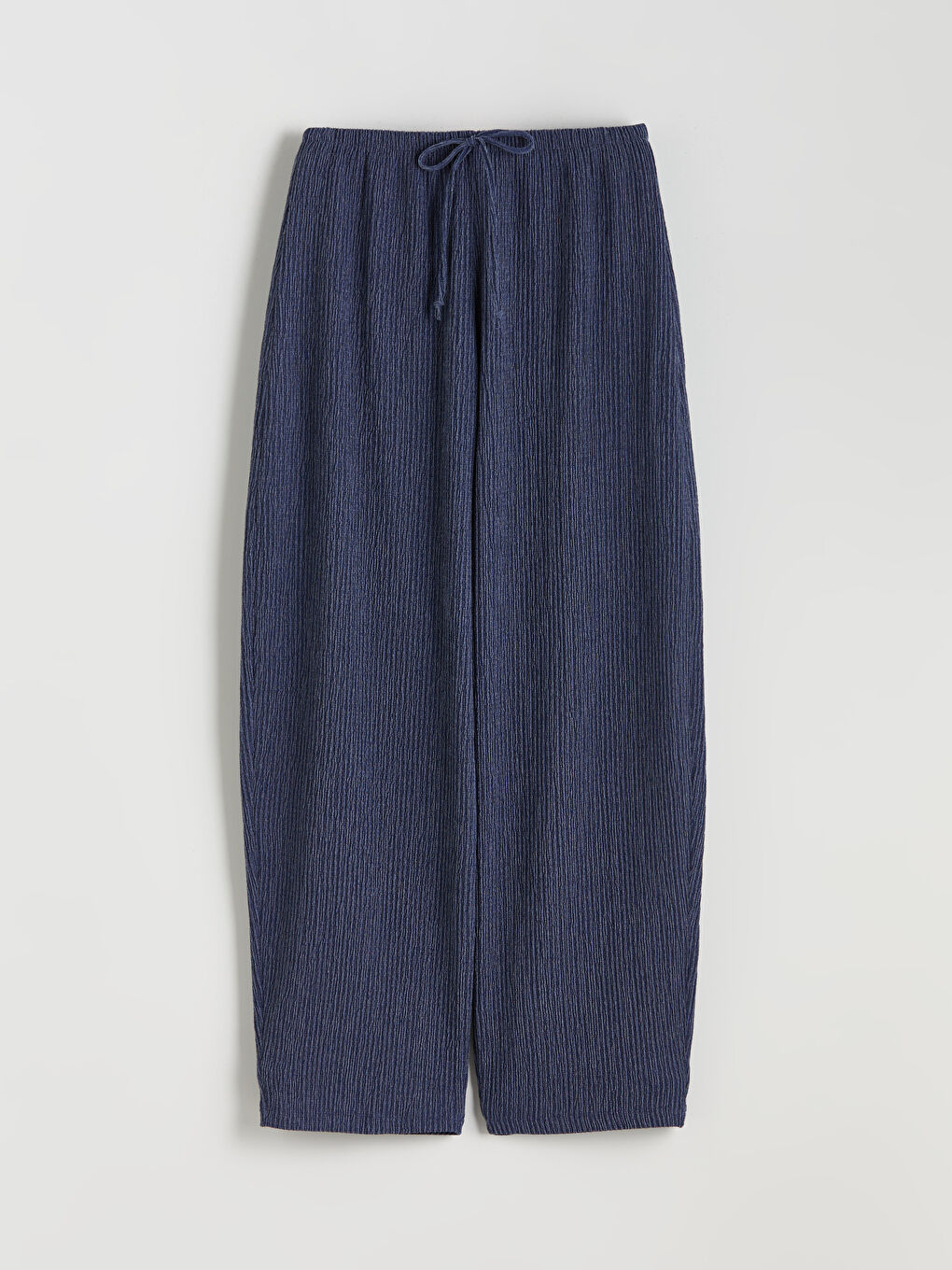 Lacivert Beli Lastikli Dokulu Kadın Pantolon-4