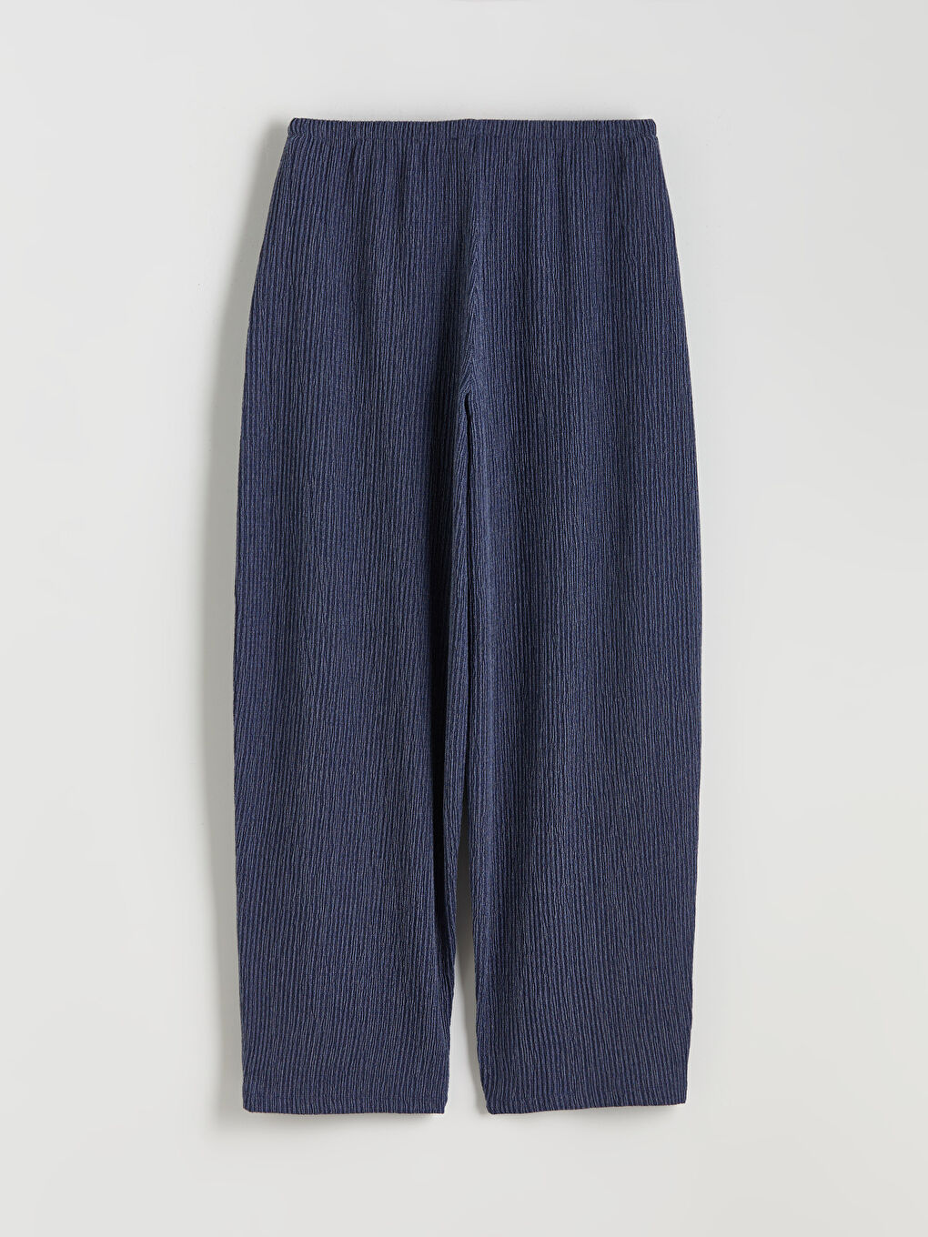 Lacivert Beli Lastikli Dokulu Kadın Pantolon-5