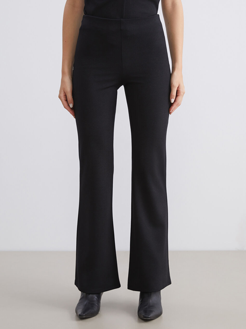 Women's Trousers with Elastic Waist and Flared Leg-1
