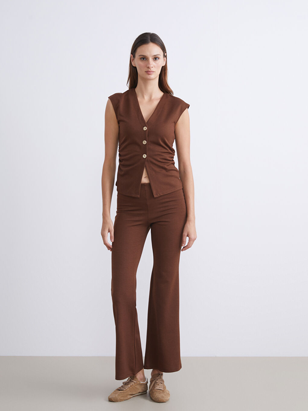Women's Trousers with Elastic Waist and Flared Leg
