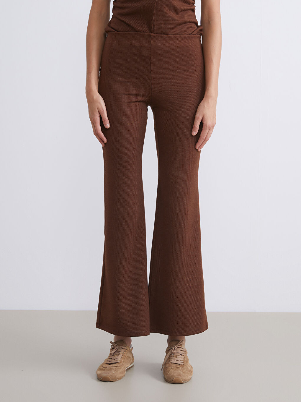 Women's Trousers with Elastic Waist and Flared Leg-1