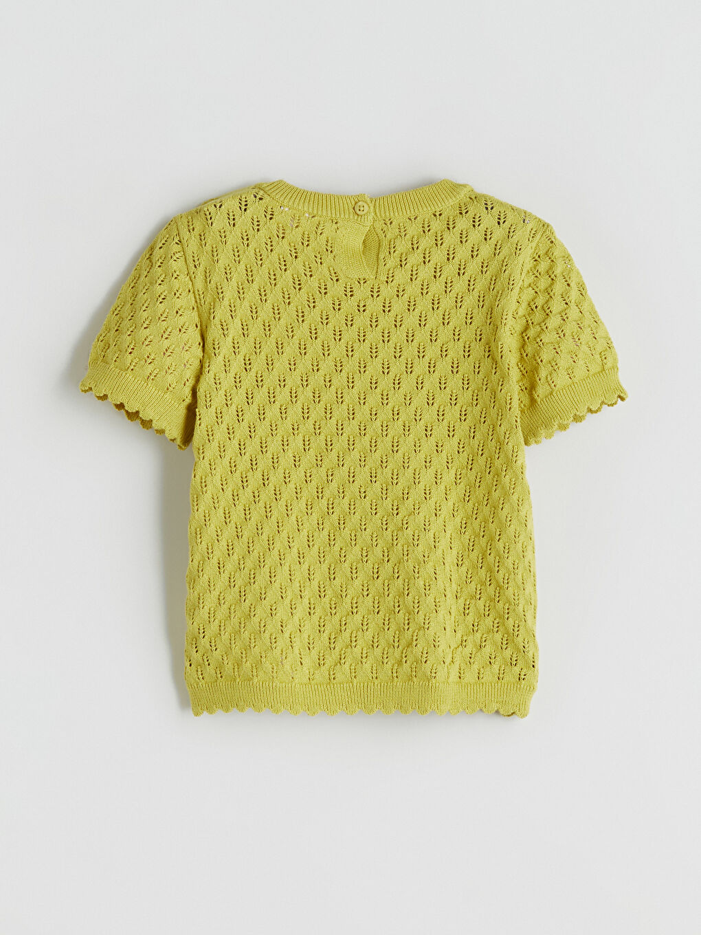 Yeşil Bisiklet Yaka Ajurlu Kız Çocuk Triko Kazak-2