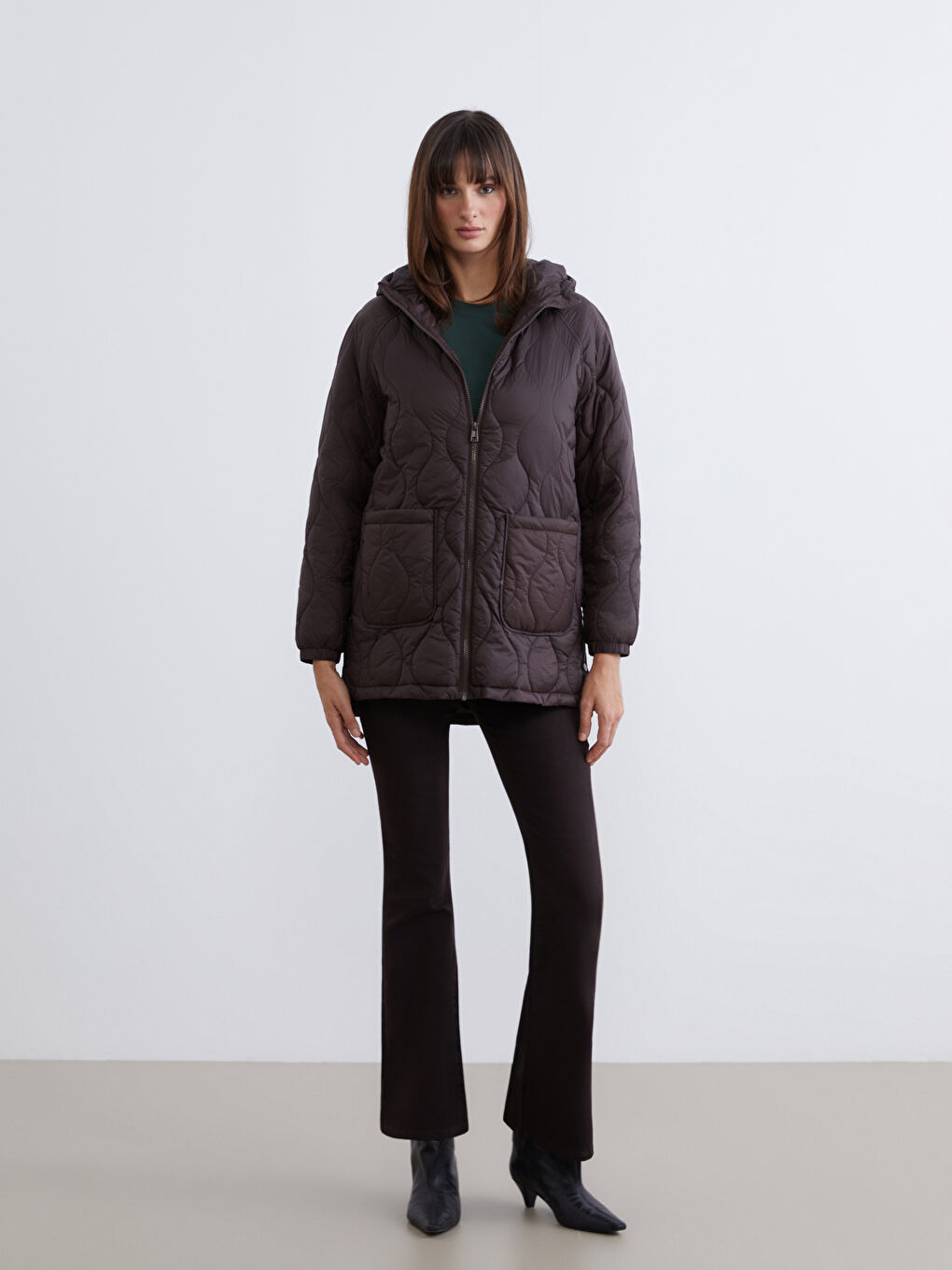 Hooded Quilted Women's Puffer Coat-1