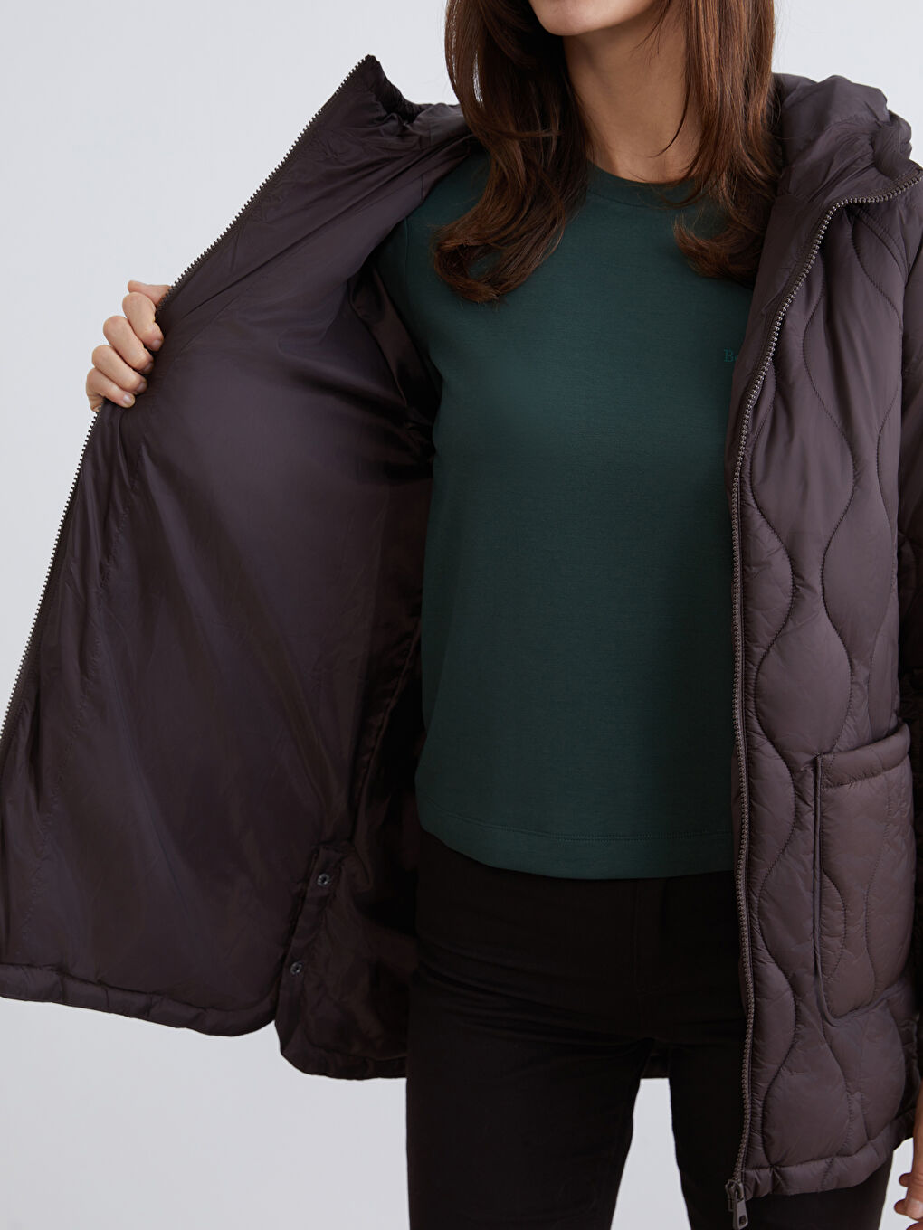 Hooded Quilted Women's Puffer Coat-3