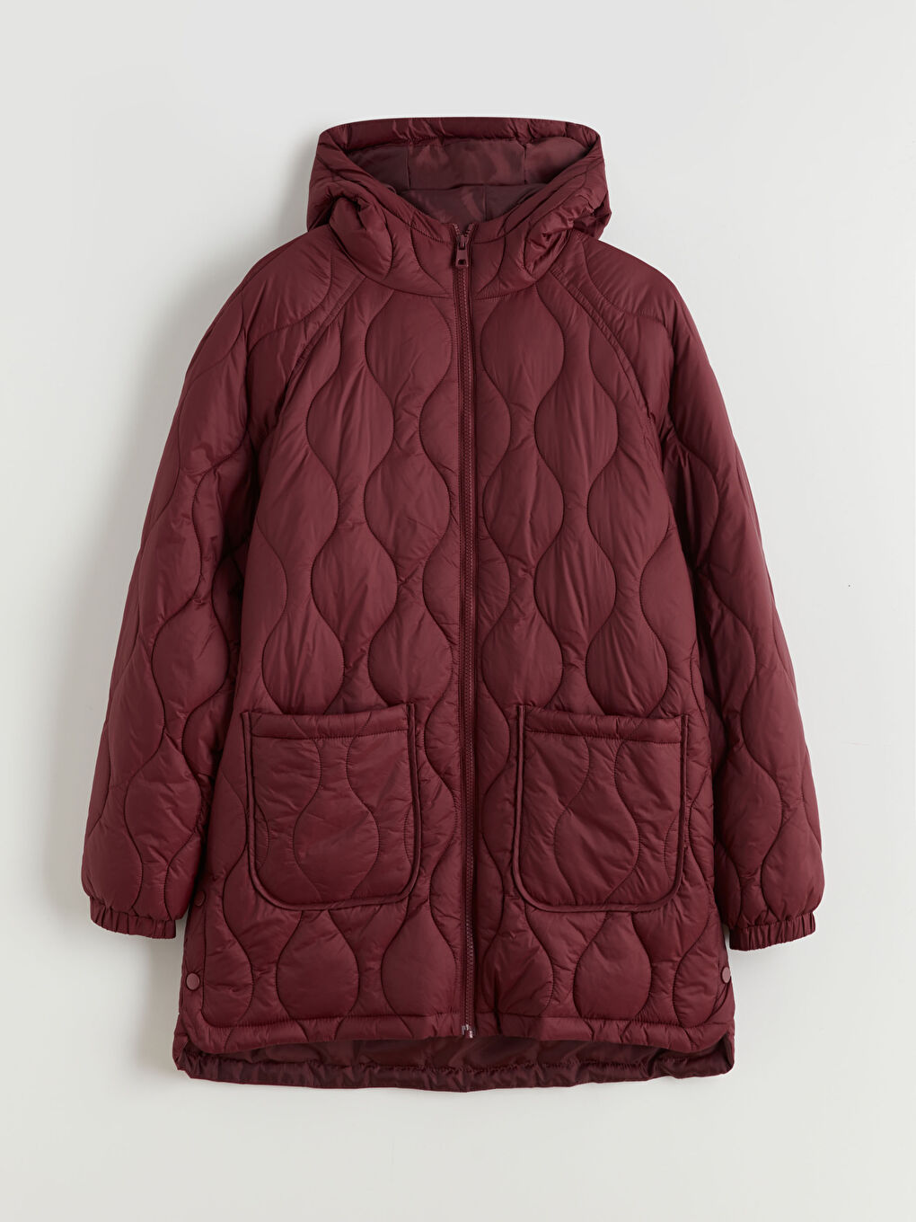Bordo Kapüşonlu Kapitone Kadın Şişme Mont-5