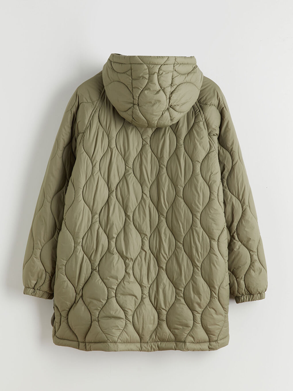 Haki Kapüşonlu Kapitone Kadın Şişme Mont-6