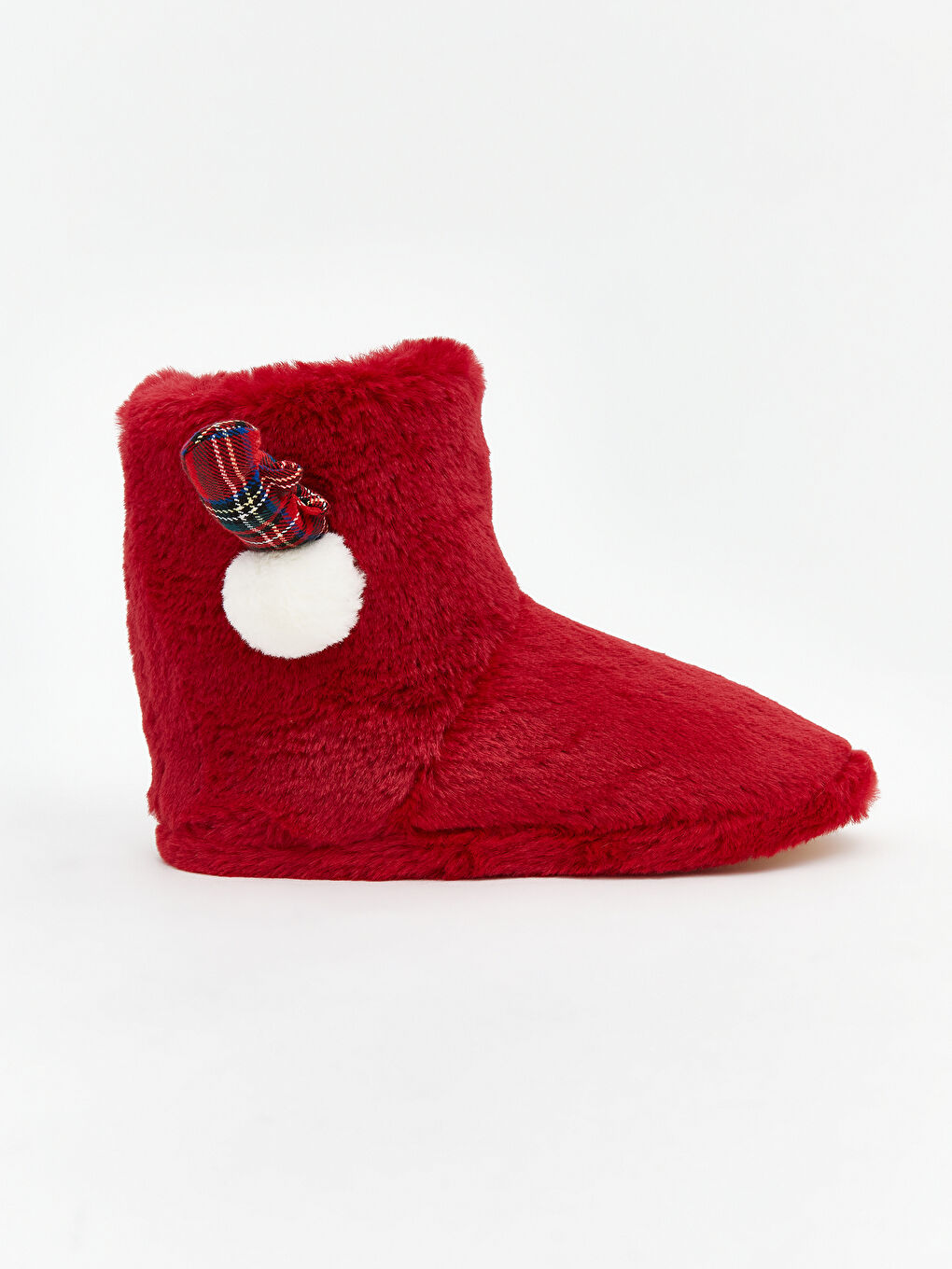 Kırmızı Yılbaşı Temalı Pelüş Kız Çocuk Panduf-1