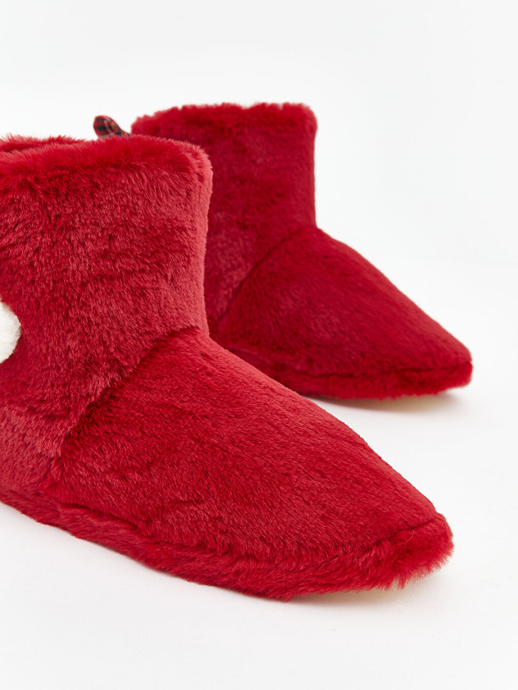 Kırmızı Yılbaşı Temalı Pelüş Kız Çocuk Panduf-2