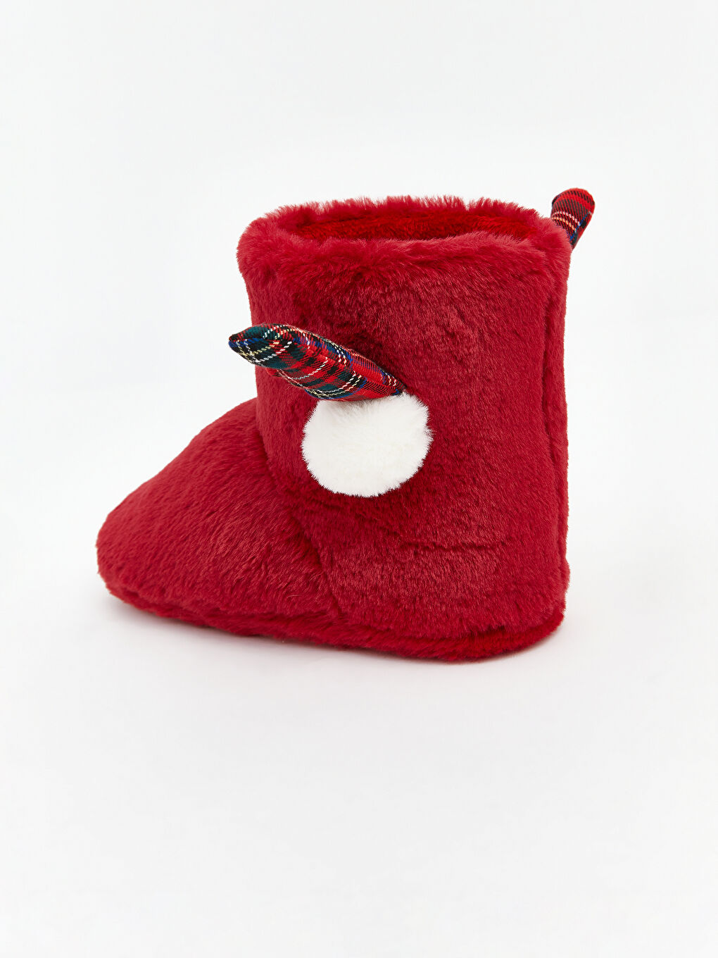 Kırmızı Yılbaşı Temalı Pelüş Kız Çocuk Panduf-4