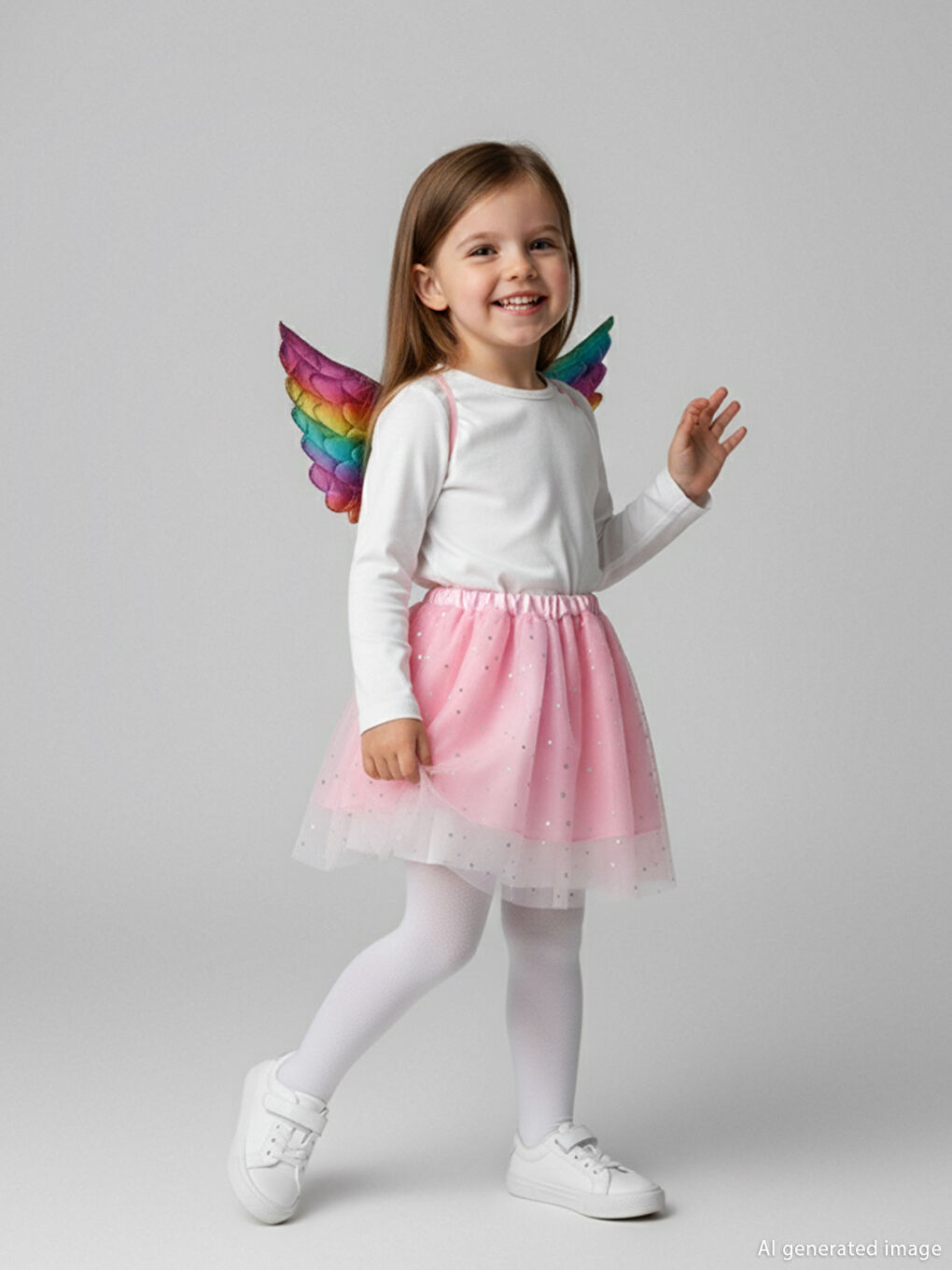 Pembe Kız Çocuk Tütü Etek ve Kanat Kostüm