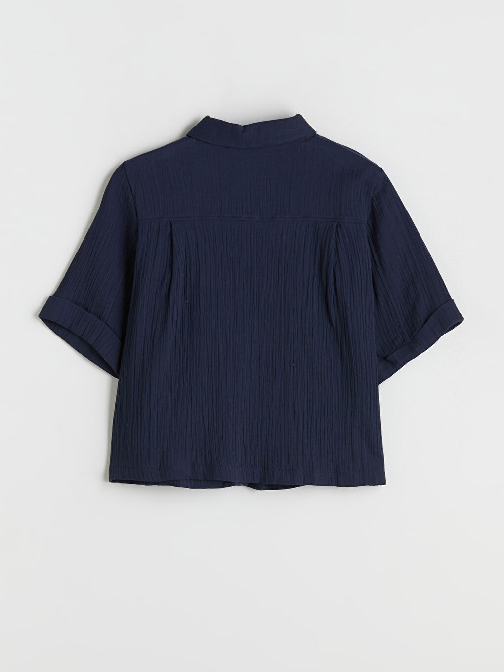 Lacivert Dokulu Müslin Kadın Gömlek-11