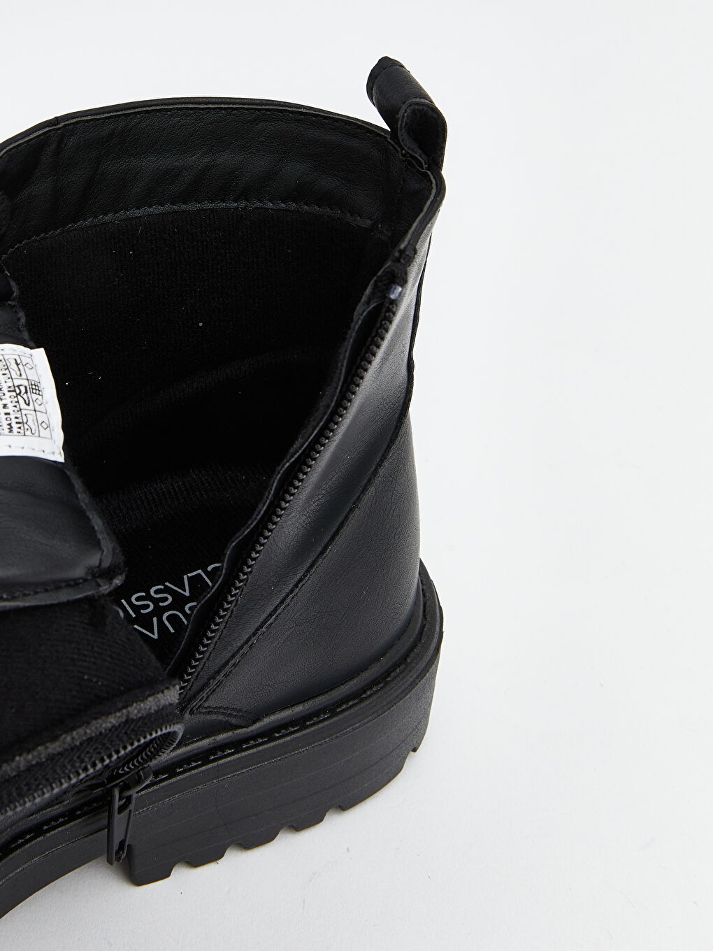 Siyah Bağcık ve Fermuarlı Deri Görünümlü Erkek Bot-6