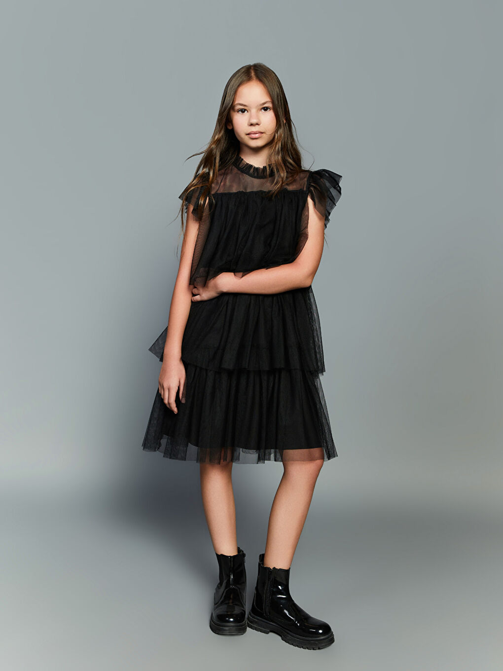 LCW Kids Girl BLACK Evening Dress -W5K252Z4-CVL