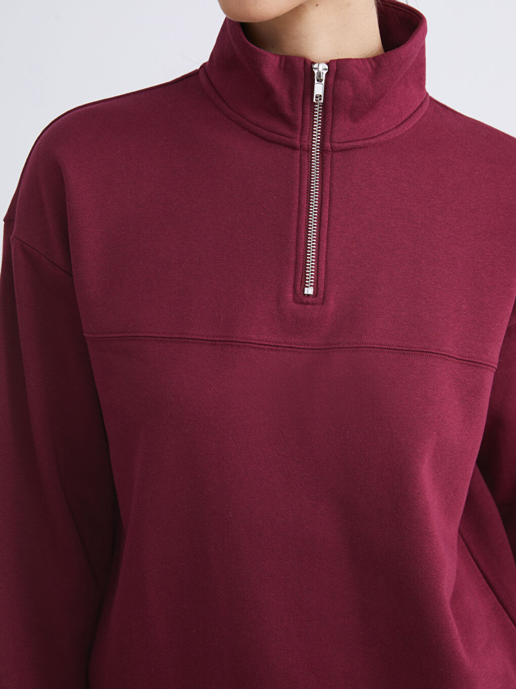 تونیکی سویتشێرتی ئه‌ستووری یه‌خه‌ی مل بەرزی ئۆڤەرسایز بۆ ژنان-2