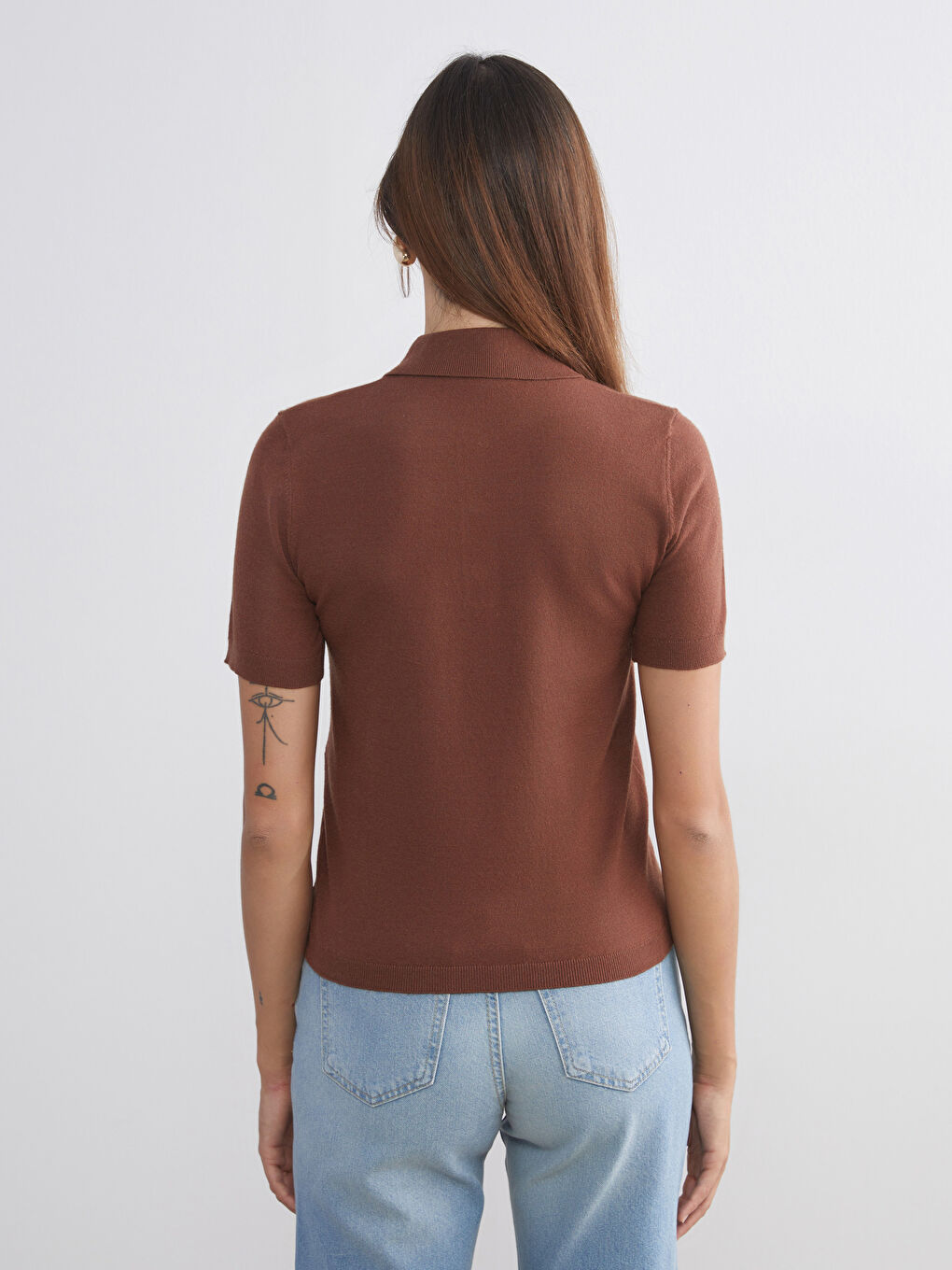 Polo Neck Women's Knitwear Sweater-3