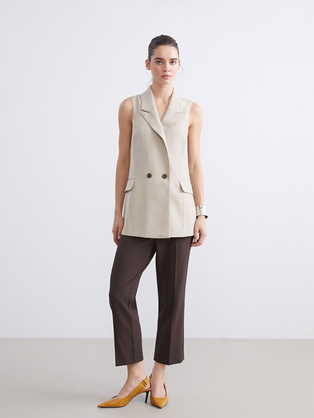 Jacket Neck Women's Classic Waistcoat-1