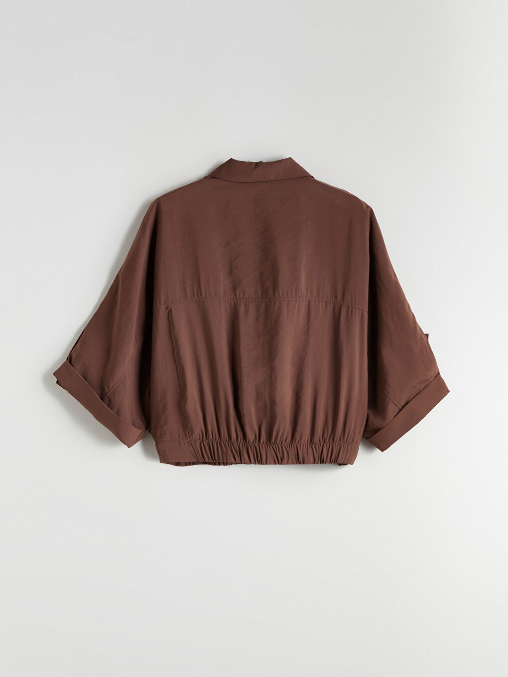 Kahverengi Modal Karışımlı Oversize Kadın Gömlek-5