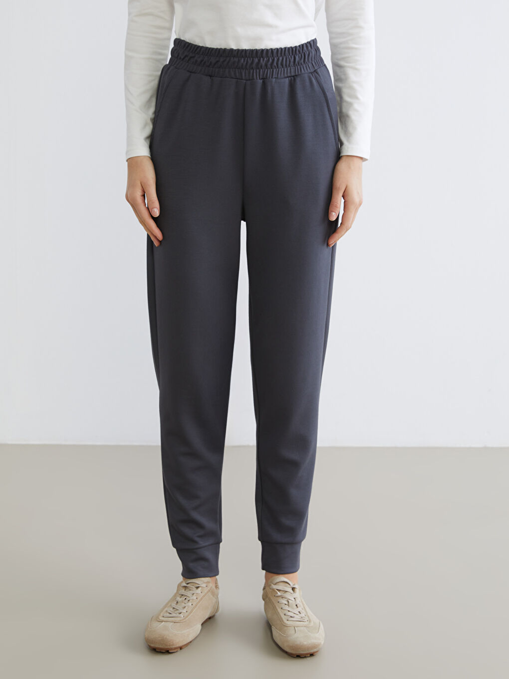 Gri Modal Karışımlı Kadın Jogger Eşofman Altı-1