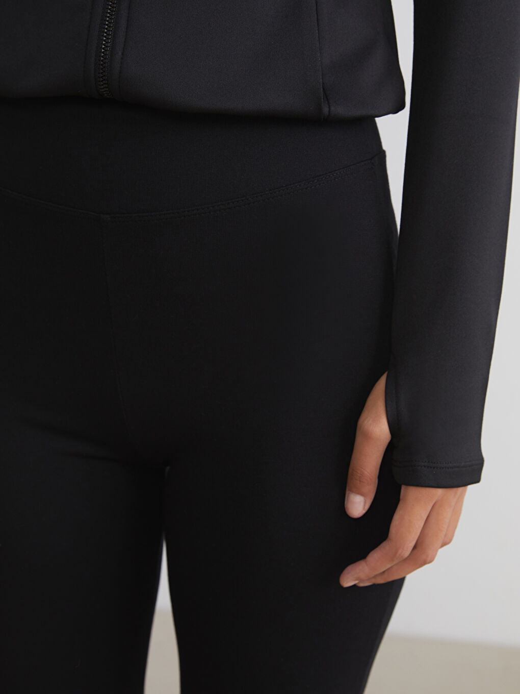Siyah İspanyol Paça Toparlayıcı Kadın Tayt Pantolon-2