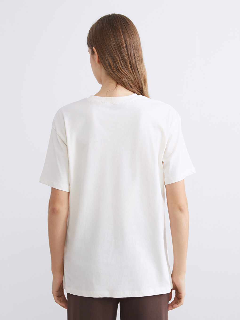 Bej Bisiklet Yaka Harry Potter Baskılı Kadın Tişört-4