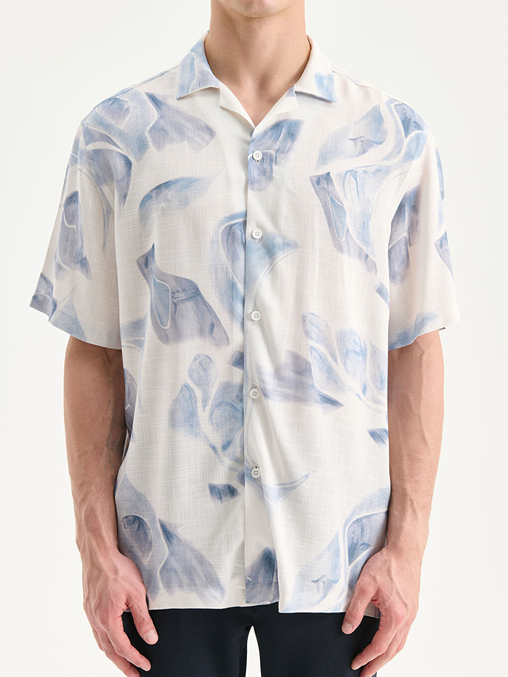 Mavi Regular Fit Kısa Kollu Desenli Viskon Erkek Gömlek-2