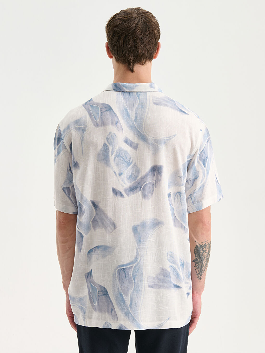 Mavi Regular Fit Kısa Kollu Desenli Viskon Erkek Gömlek-3