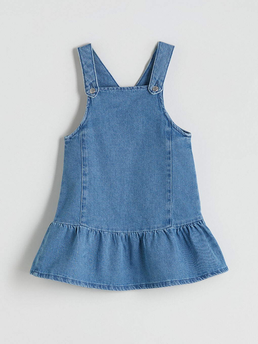 İndigo Kare Yaka Kız Çocuk Jean Salopet Elbise