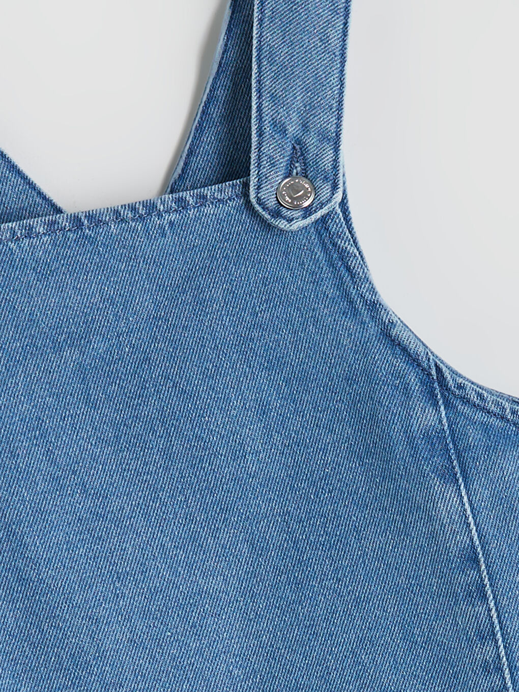 İndigo Kare Yaka Kız Çocuk Jean Salopet Elbise-1