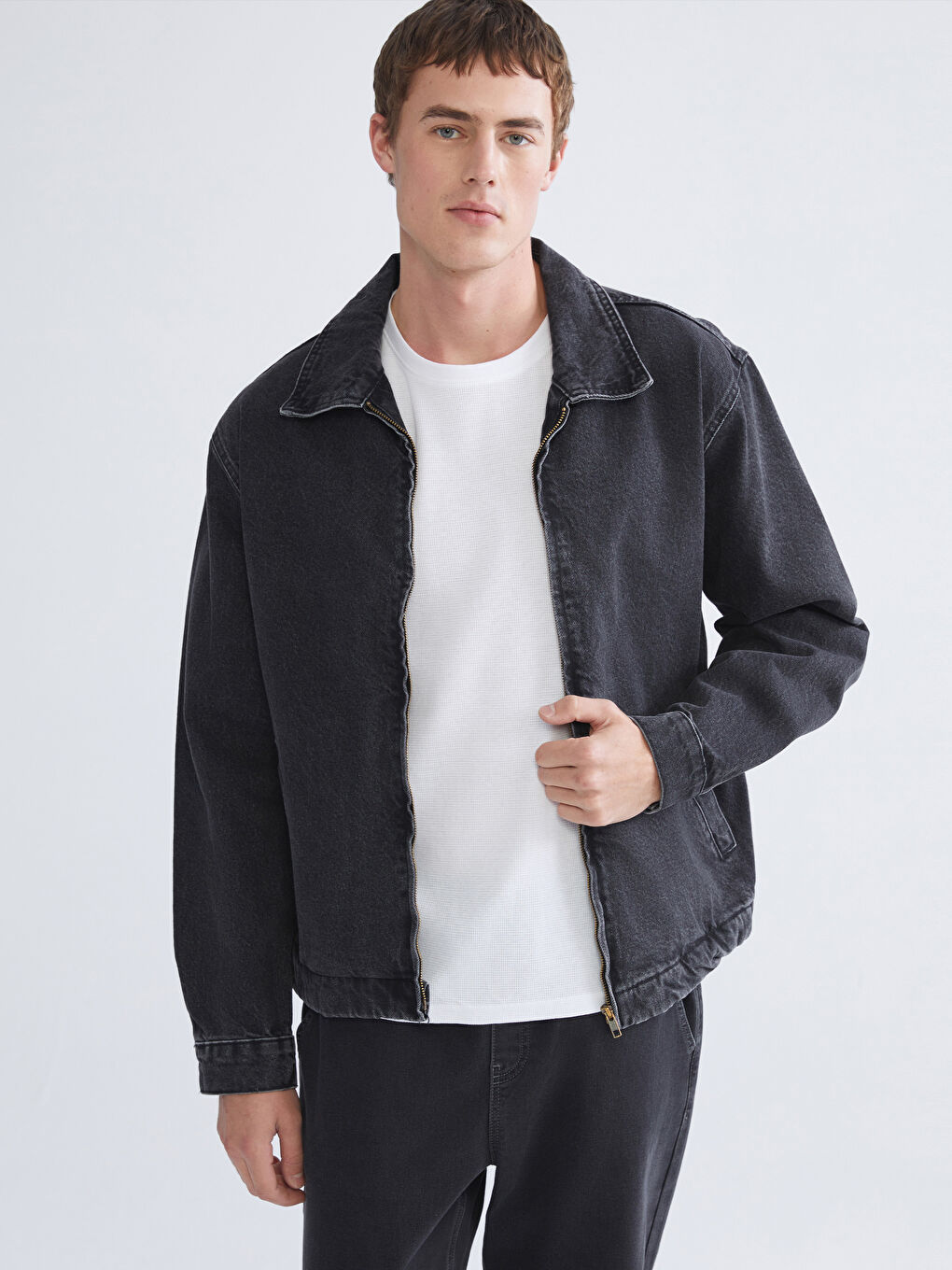 Siyah Rahat Kalıp Erkek Jean Ceket