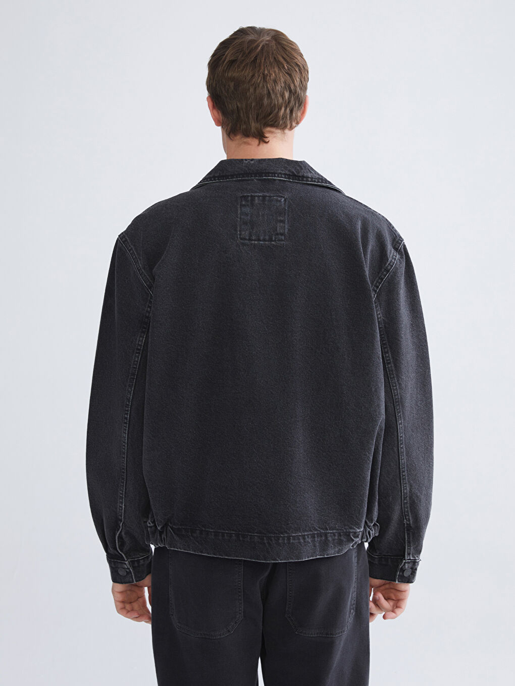Siyah Rahat Kalıp Erkek Jean Ceket-3