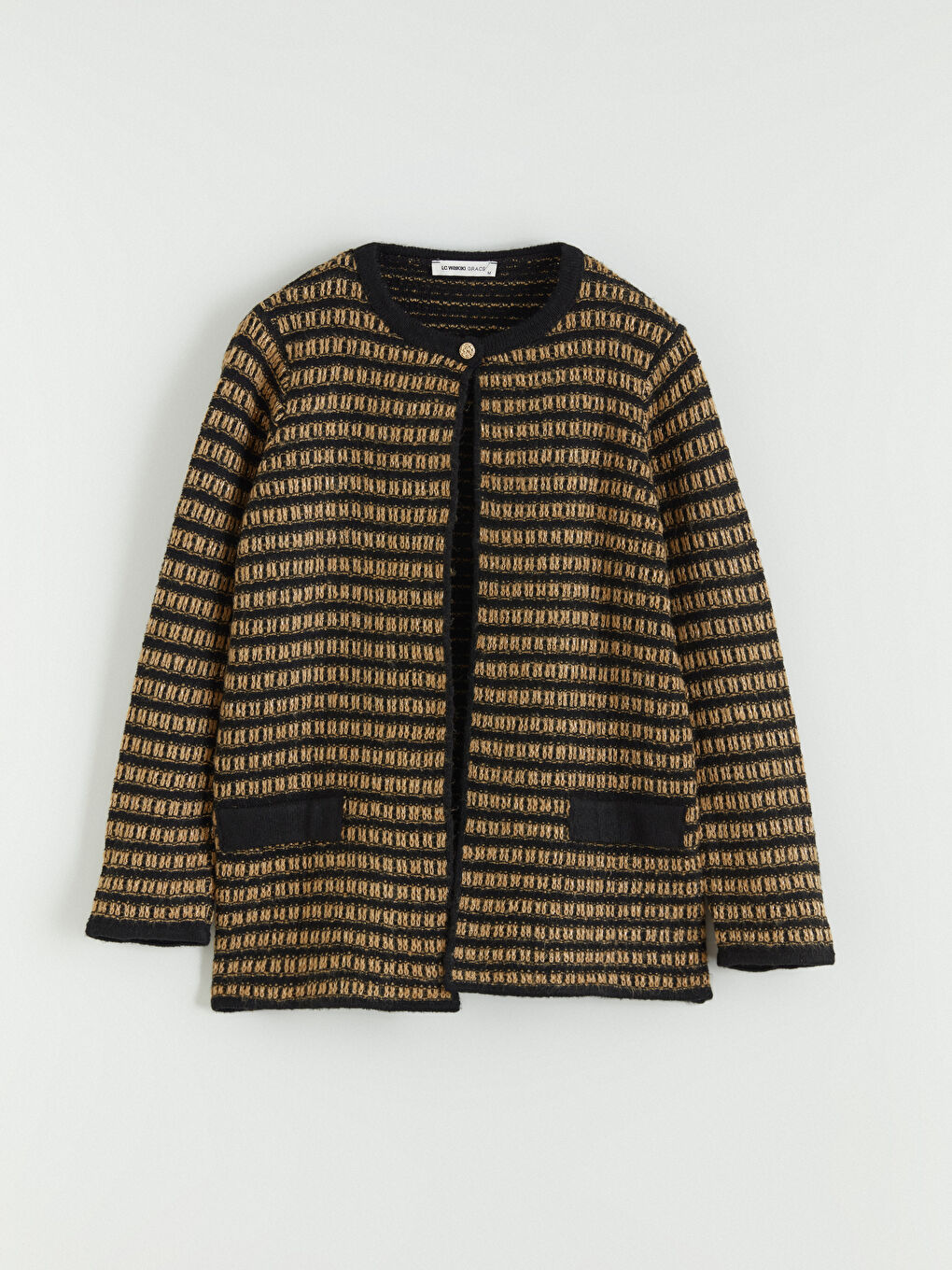 Crew Neck Striped Women's Knitwear Cardigan-4