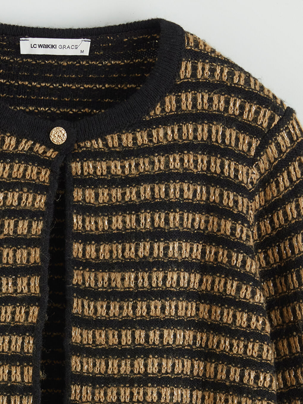 Crew Neck Striped Women's Knitwear Cardigan-5