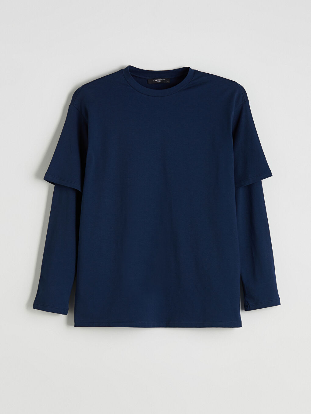 Lacivert Bisiklet Yaka Kadın Tişört-9