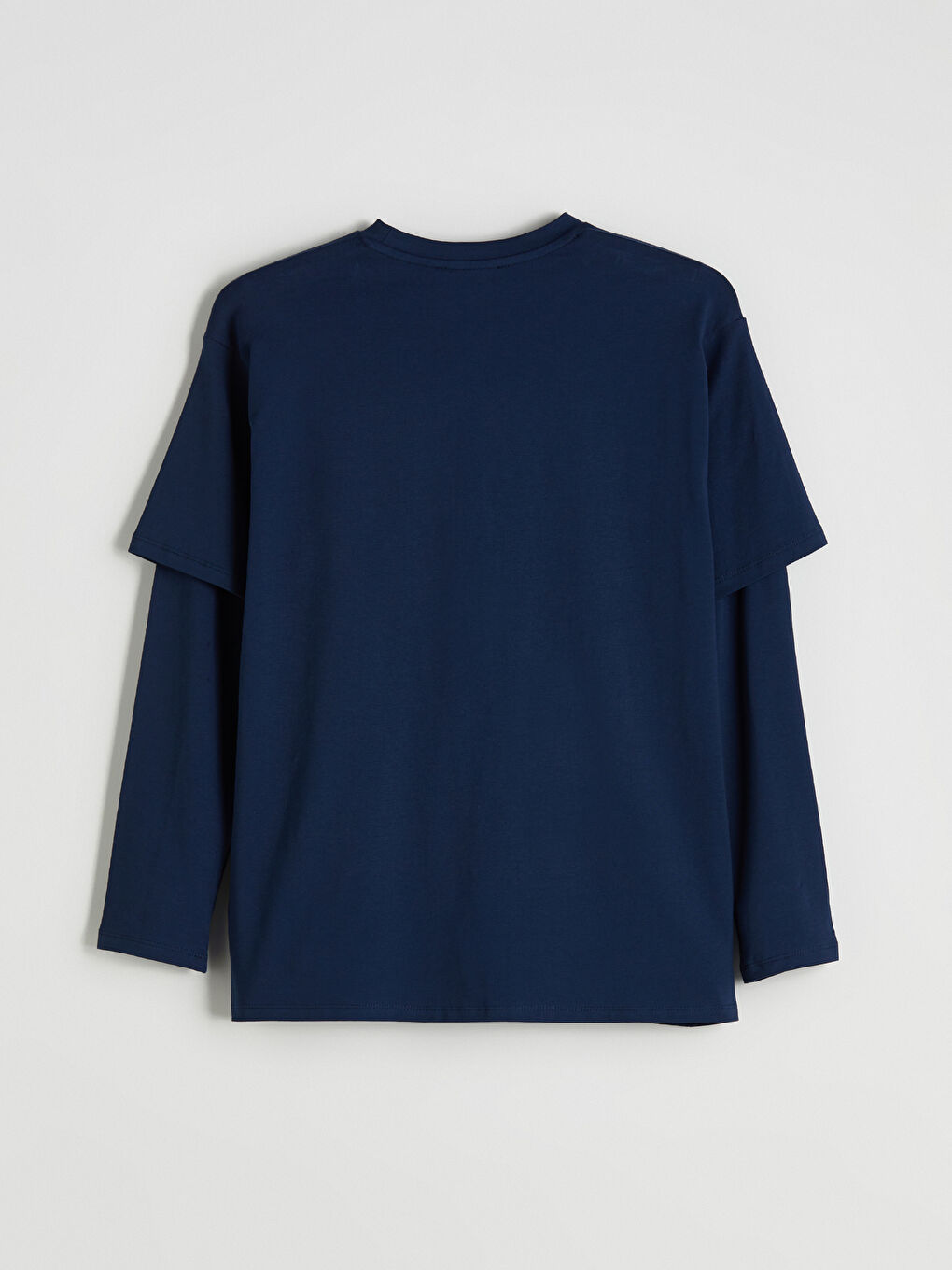 Lacivert Bisiklet Yaka Kadın Tişört-10