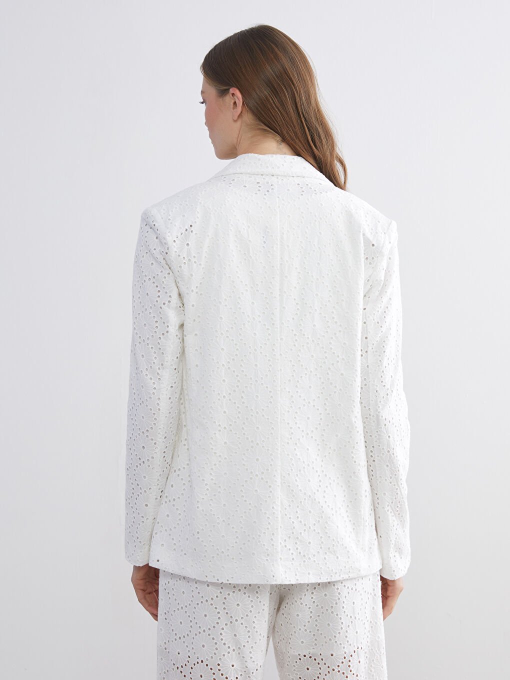 Hole-Knitted Broderie Women's Blazer Jacket-4