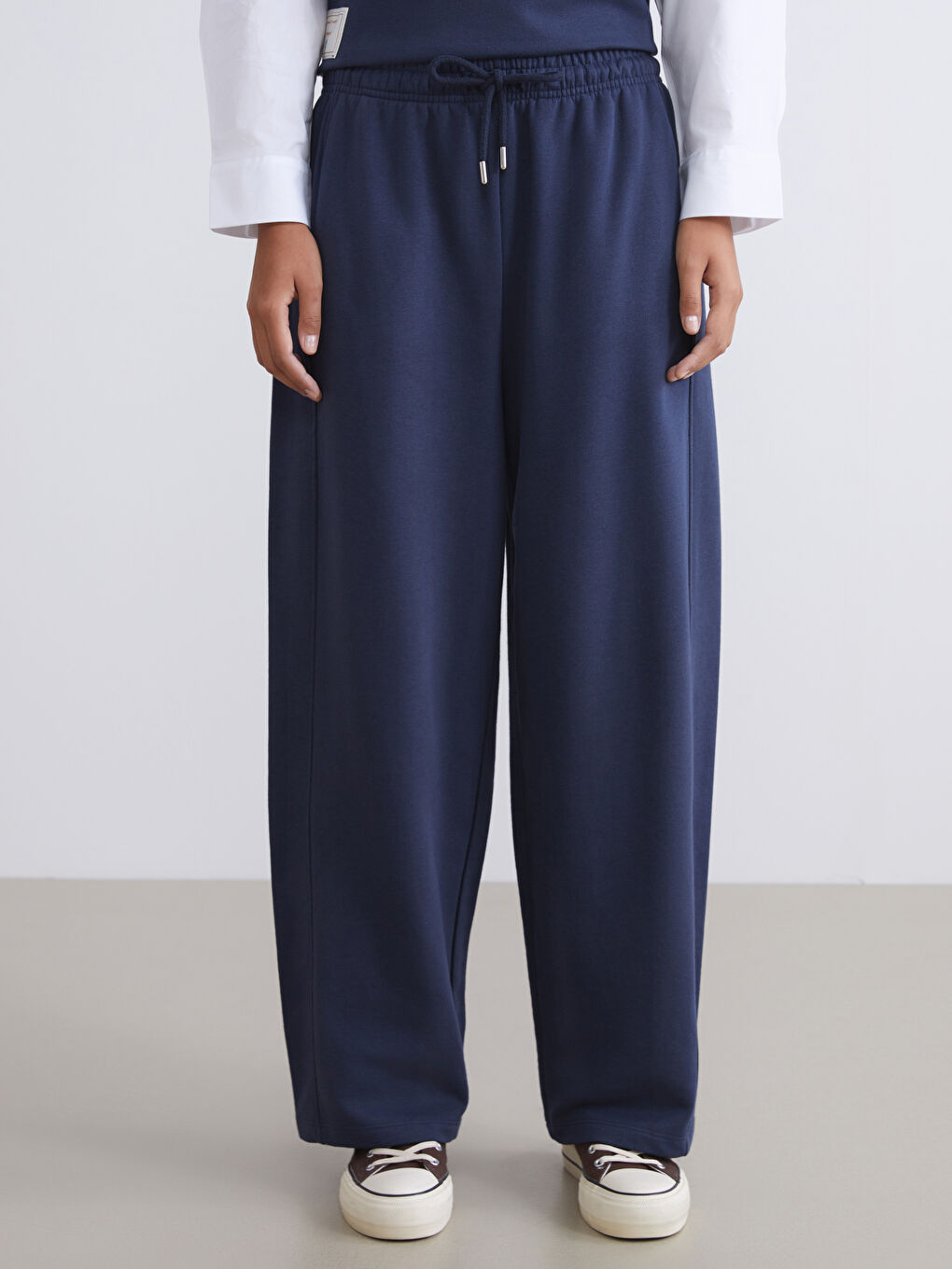 Lacivert Beli Lastikli Kadın Eşofman Altı-2