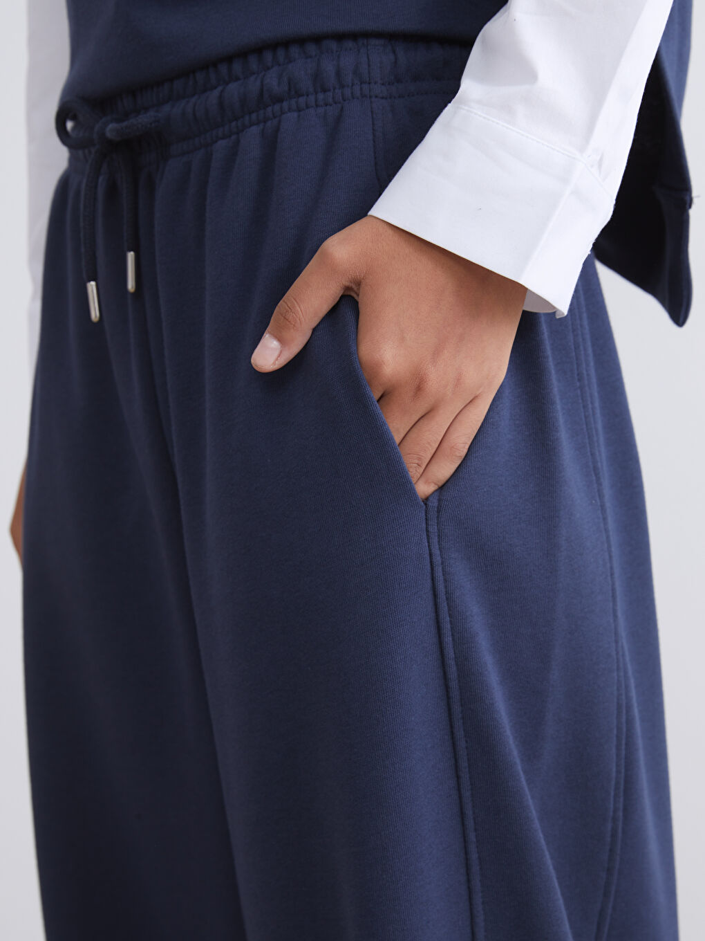 Lacivert Beli Lastikli Kadın Eşofman Altı-3