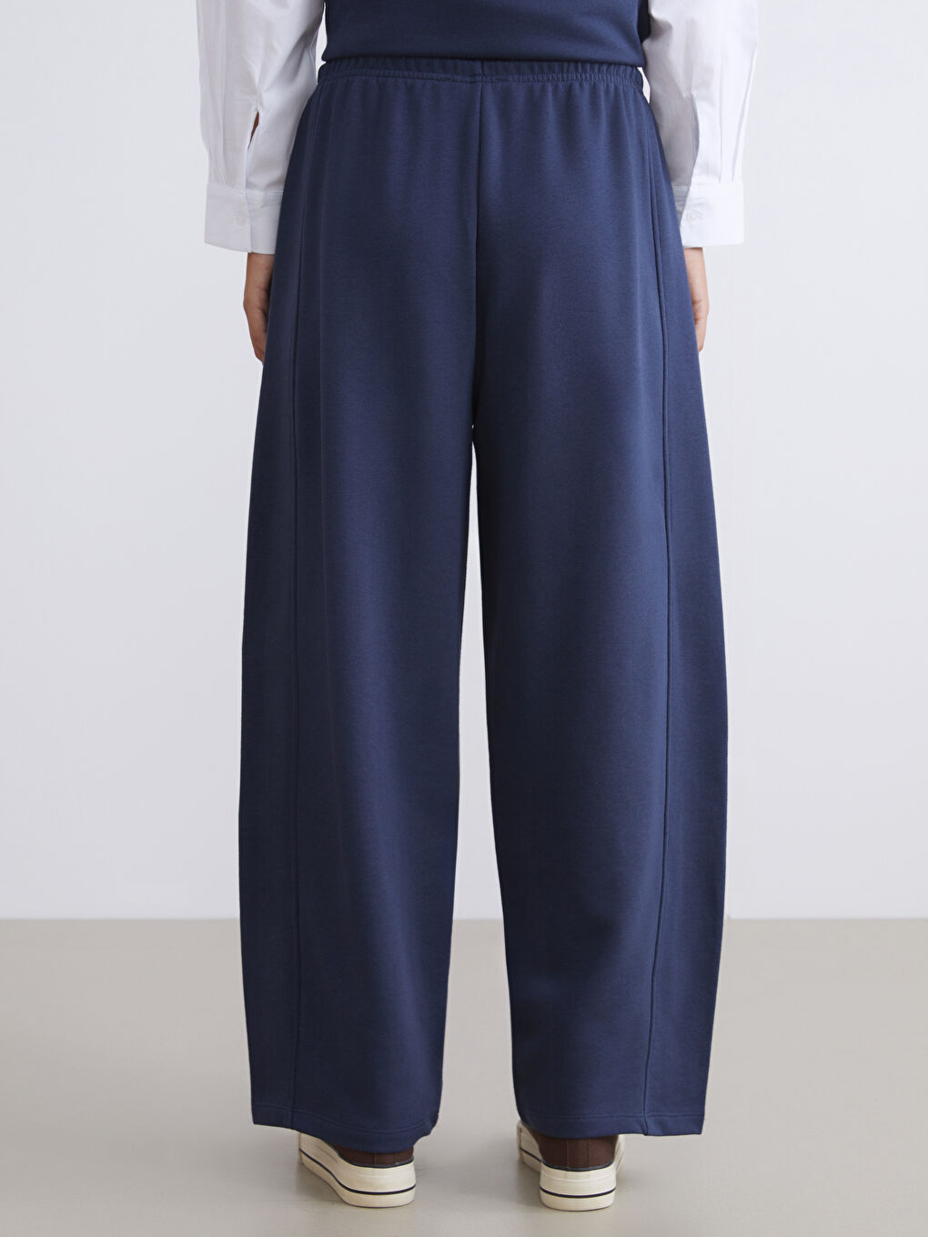 Lacivert Beli Lastikli Kadın Eşofman Altı-4