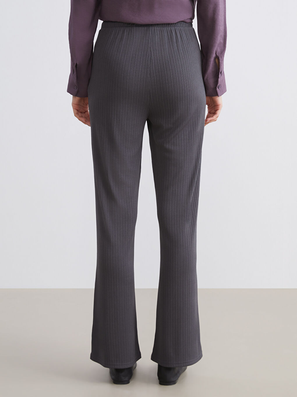 Elasticated Waist Textured Women's Trousers-3