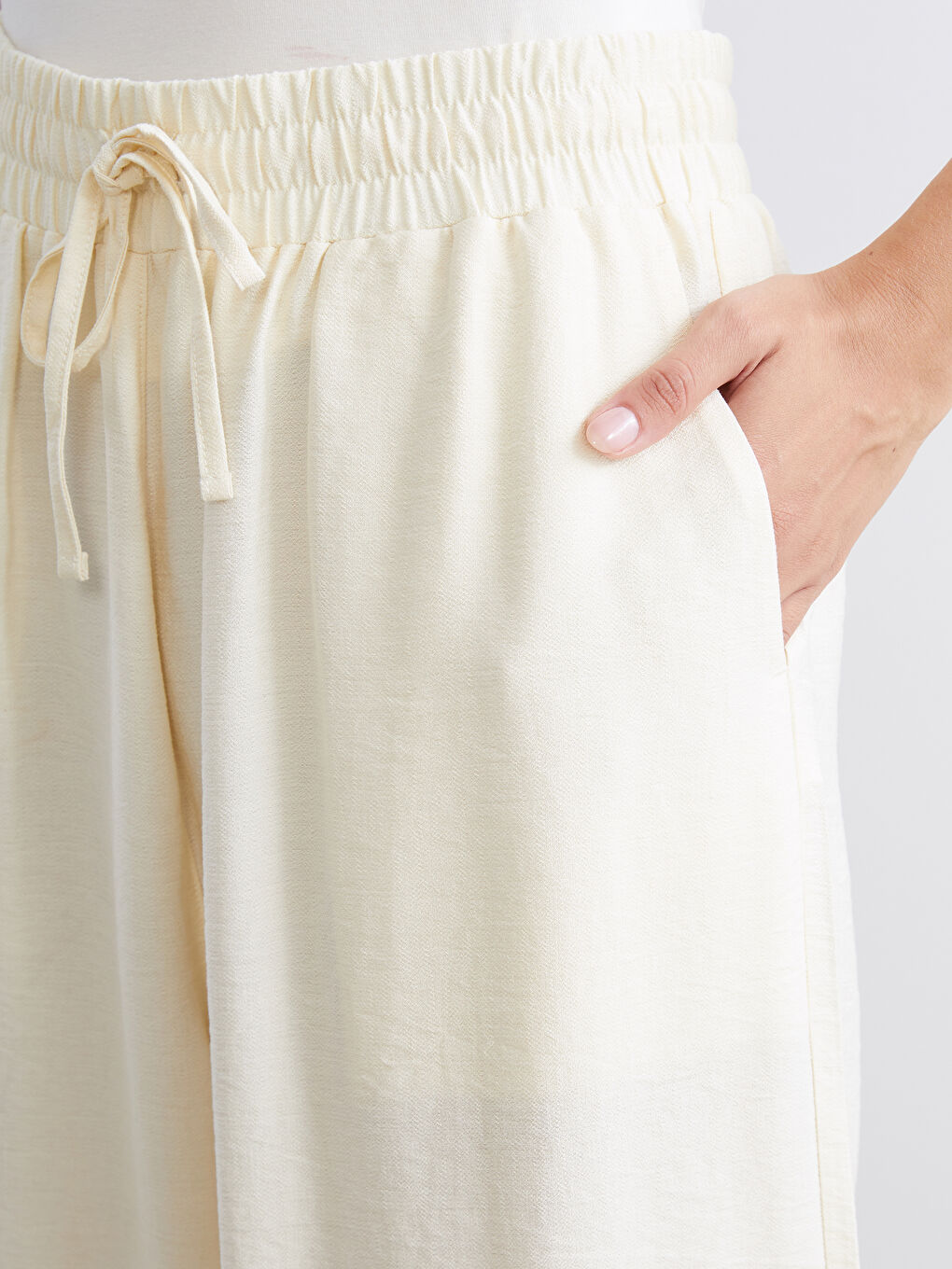 Elastic Waist Wide Leg Women's Trousers-2
