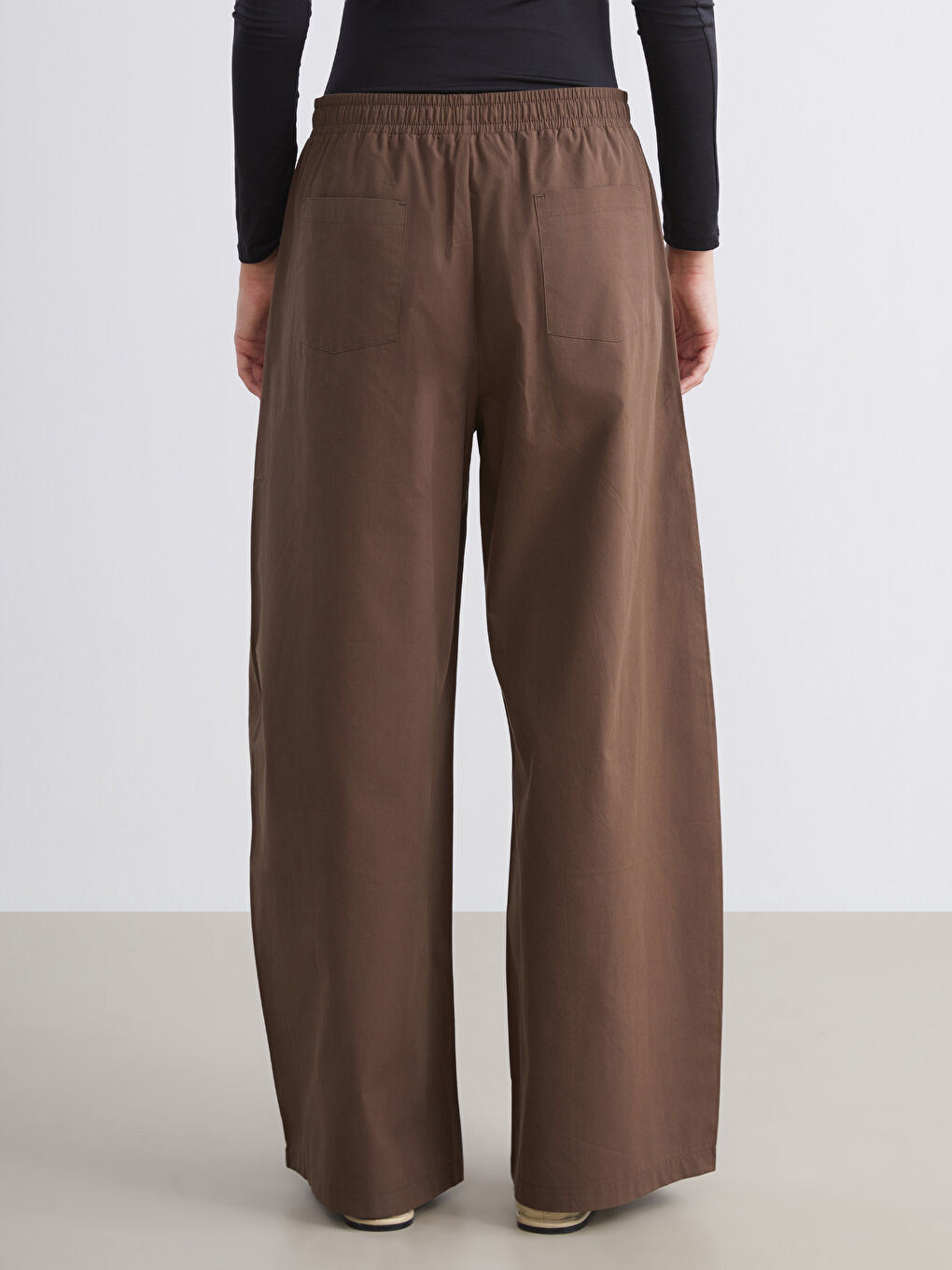 Elastic Waist Wide Leg Women's Trousers-3