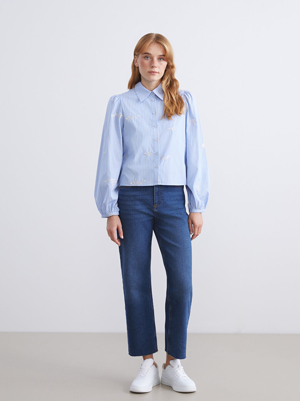 LCW Modest قميص نساء كروب مخطط -W5K376Z8-LEN